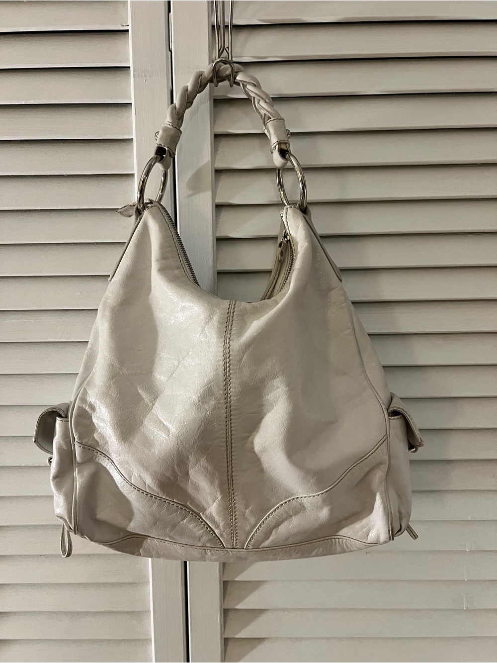 Francesco Biasia White Leather Hobo